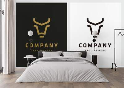 Head Buffalo Bull Elegant Line Art Logo Design inspiration Wall mural