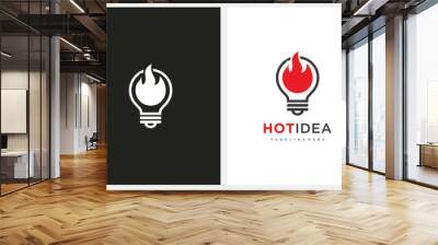 Hot Idea Bulb Fire logo template illustration Wall mural