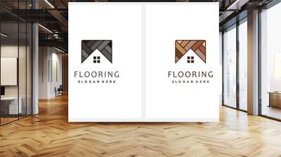 Wood Flooring Parquet Hardwood Texture Vinyl Hardwood House logo design icon vector illustration Wall mural