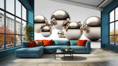 Floating Metallic Spheres Wall mural