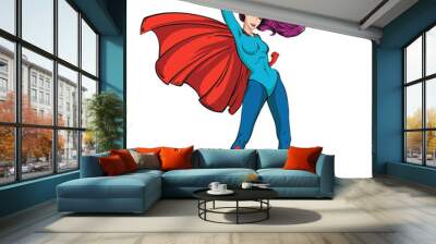 Vector superhero woman Wall mural