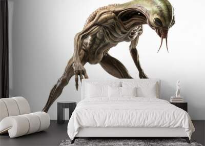 scary large alien isolated on white, generative ai Wall mural