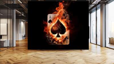 A fire with a ace of spades on it.generative ai Wall mural