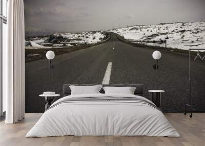 Asphalt road with picturesque landscape Wall mural