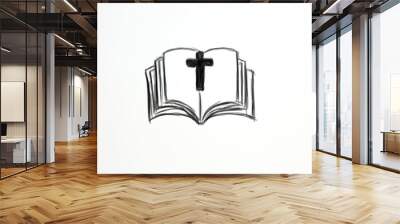 book and cross icon Wall mural