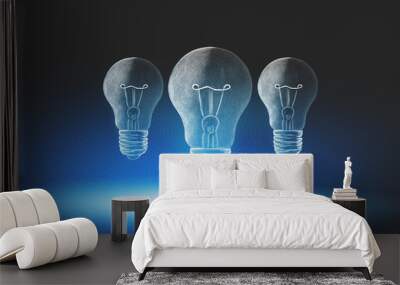 bright glowing bulb - idea and brainstorming Wall mural