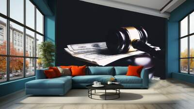 judge's hammer and money. Wall mural