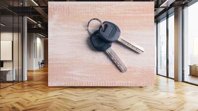 key on a wooden table Wall mural