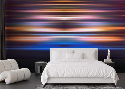 glowing light stripes in motion over dark ultra wide background. luminous blurred lines moving fast. Wall mural