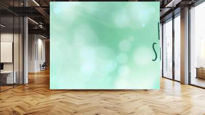 abstract green spring background banner - hello spring text - greeting card with beautiful bokeh lig Wall mural