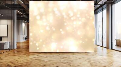 Festive abstract Christmas bokeh light background - golden bokeh lights, beige - New Year, Anniversary, Wedding, banner, header, panorama	
 Wall mural