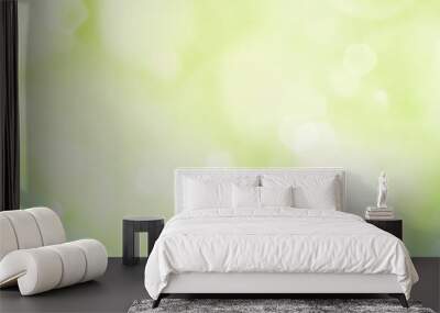 Spring background -  abstract banner - green blurred bokeh lights - Wall mural