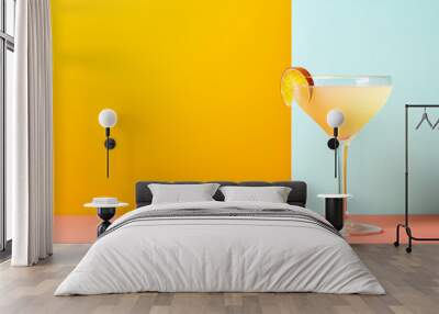 Corpse Reviver Cocktail on colorful background. Copy Space on the side. Generative AI. Wall mural