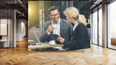 business people having a coffee break Wall mural