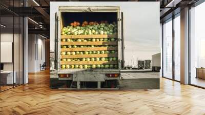 trailer laden with cabbage Wall mural