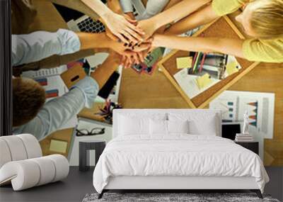 Business team with hands together - teamwork concepts Wall mural