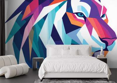 Low poly vector design. Tiger face illustration Wall mural