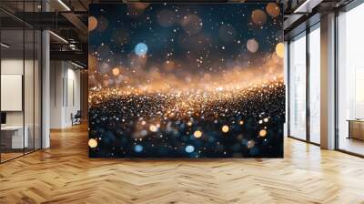 A glittery gold sparkle pattern forming a frame on a dark background with copy space in the center. Wall mural