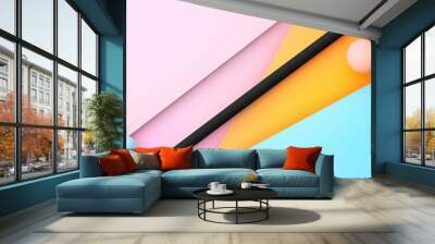 A smooth black line dividing a vibrant, gradient background, adding contrast and depth to the minimalist design. Wall mural