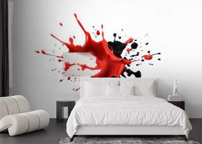 A splatter of red and black ink against a white background, featuring sharp discount percentages in bold text. Wall mural