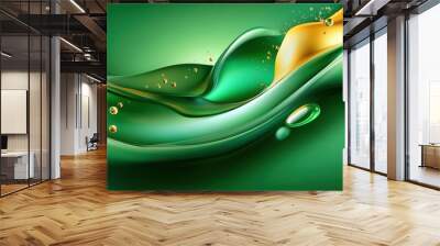 Abstract green liquid texture with vibrant patterns and smooth transitions, creating a visually striking and fluid design space Wall mural