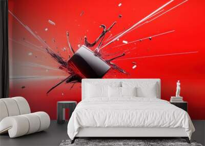 An abstract red and black splash effect with sharp lines and bold, glowing Black Friday sale text. Wall mural