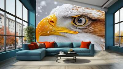 Close-up of an eagle on clean white Wall mural