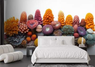 Colorful Hawaiian coral reef on white background Wall mural