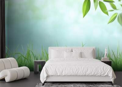 Gentle, rolling green grass with a subtle gradient for a soothing, natural background with ample space for additional elements Wall mural