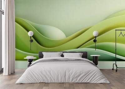 Green 3D design with layered textures and soft shadows, creating a visually interesting and polished backdrop Wall mural