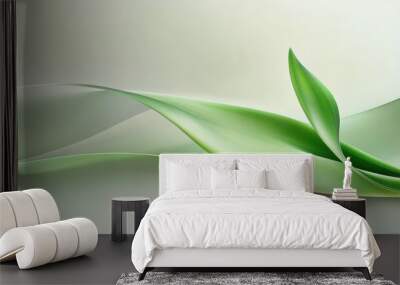 Green abstract leaf background with dynamic textures and smooth transitions, offering a fresh and sophisticated design space Wall mural