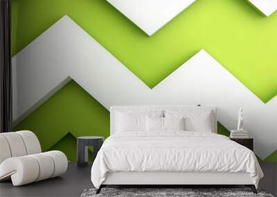 Green and white chevron pattern background, offering a clean and modern design with sharp geometric shapes. Wall mural