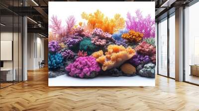 Hawaiian coral reef close-up on white background Wall mural