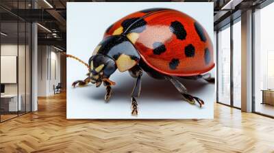 Ladybug on a white background Wall mural