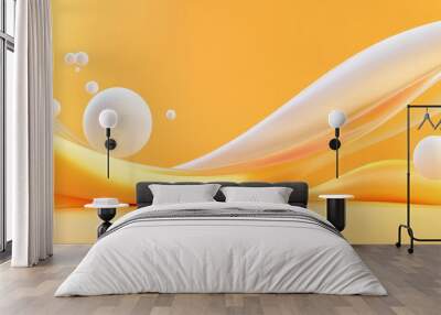 Playful yellow-orange background with abstract shapes blending the two colors smoothly. Wall mural