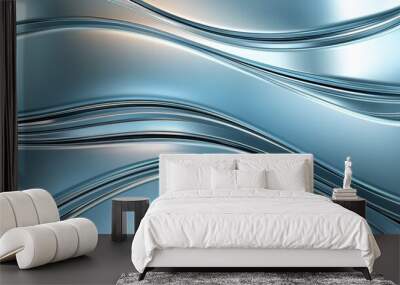 Polished light blue metallic texture with soft reflections, ideal for high-tech, industrial designs. Wall mural