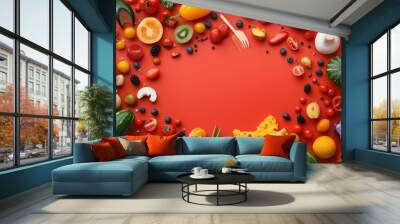 Whimsical food art background featuring playful elements, leaving room for promotional text. Wall mural