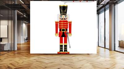 Vector illustration of a nutcracker with text PA RUM PUM PUM PUM Wall mural