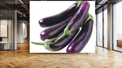 A bunch of fresh eggplant isolated on transparent  Wall mural