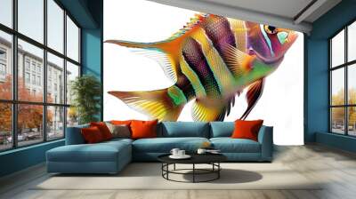 a colorful fish with a white background isolated  Wall mural