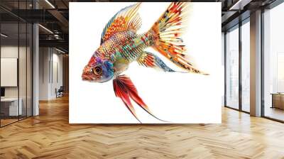 a colorful fish with a white background isolated Wall mural