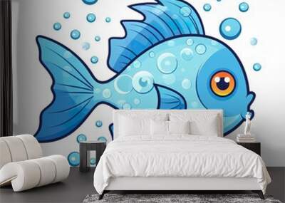 A minimalist fish exploring the ocean Wall mural