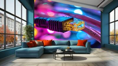 Abstract network information web science technology data center fiber optic cable 5G Wall mural