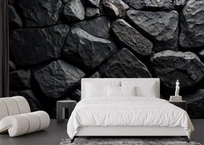 Black textured rock wallpaper with light reflections  Wall mural