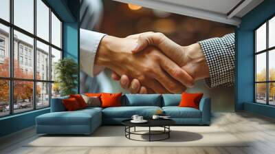 Business people shaking hands during meeting  Wall mural