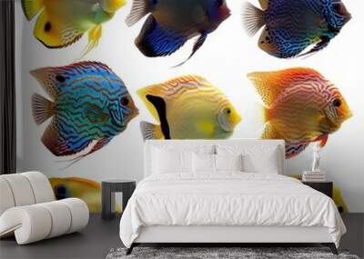 Colorful Aquarium Fish Presentation Isolated  Wall mural