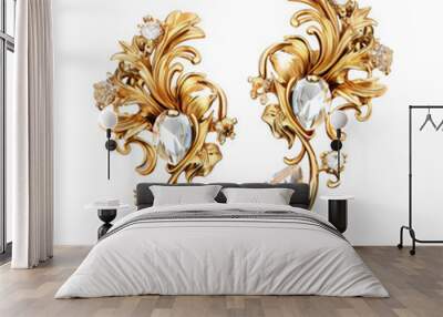 golden floral ornament Wall mural