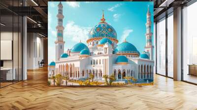 Kota Kinabalu City Mosque (The Floating Mosque) or Masjid Bandaraya Kota Kinabalu with flare and harsh sunlight Wall mural