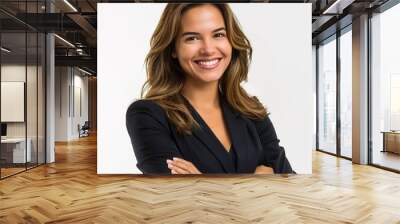 Portrait, smile and business woman with arms crossed isolated on a transparent png background. Wall mural