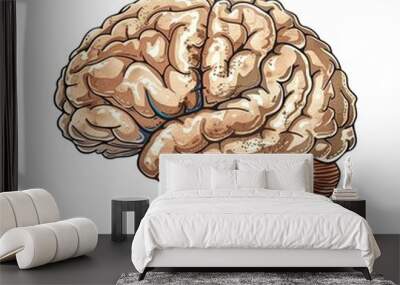 Sketch of Human brain isolated on transparent  Wall mural